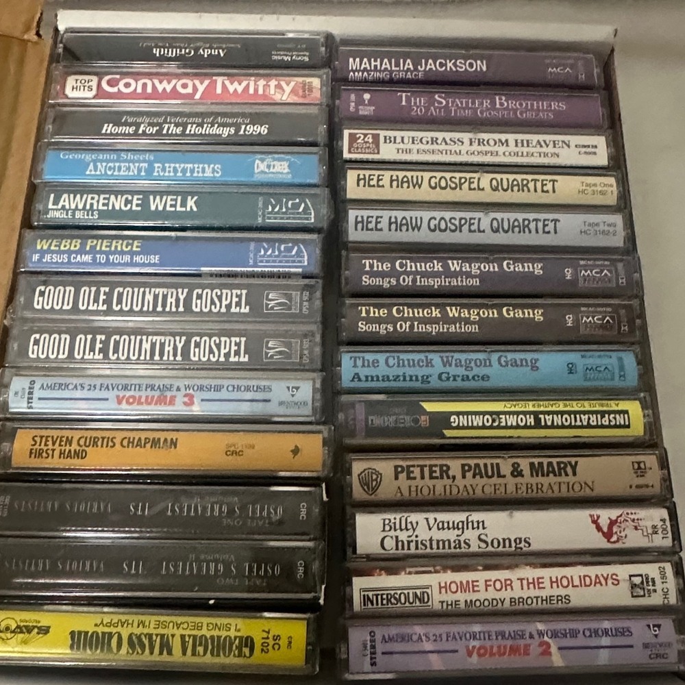 Various Gospel Country Christmas Cassette Tapes Lot of 24 Multicolor Excellent